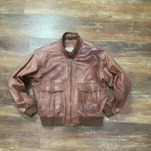 Vintage 80s Avanti Leather Bomber Jacket Size Medium Brown